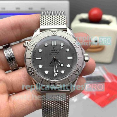 VS Swiss Copy Omega Seamaster Diver 300m No Time to Die Brushed Gray Titanium Watch 